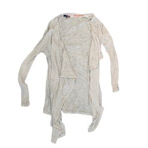 Dept from the Heart small oatmeal lace knitted cottagecore boho midi open wrap